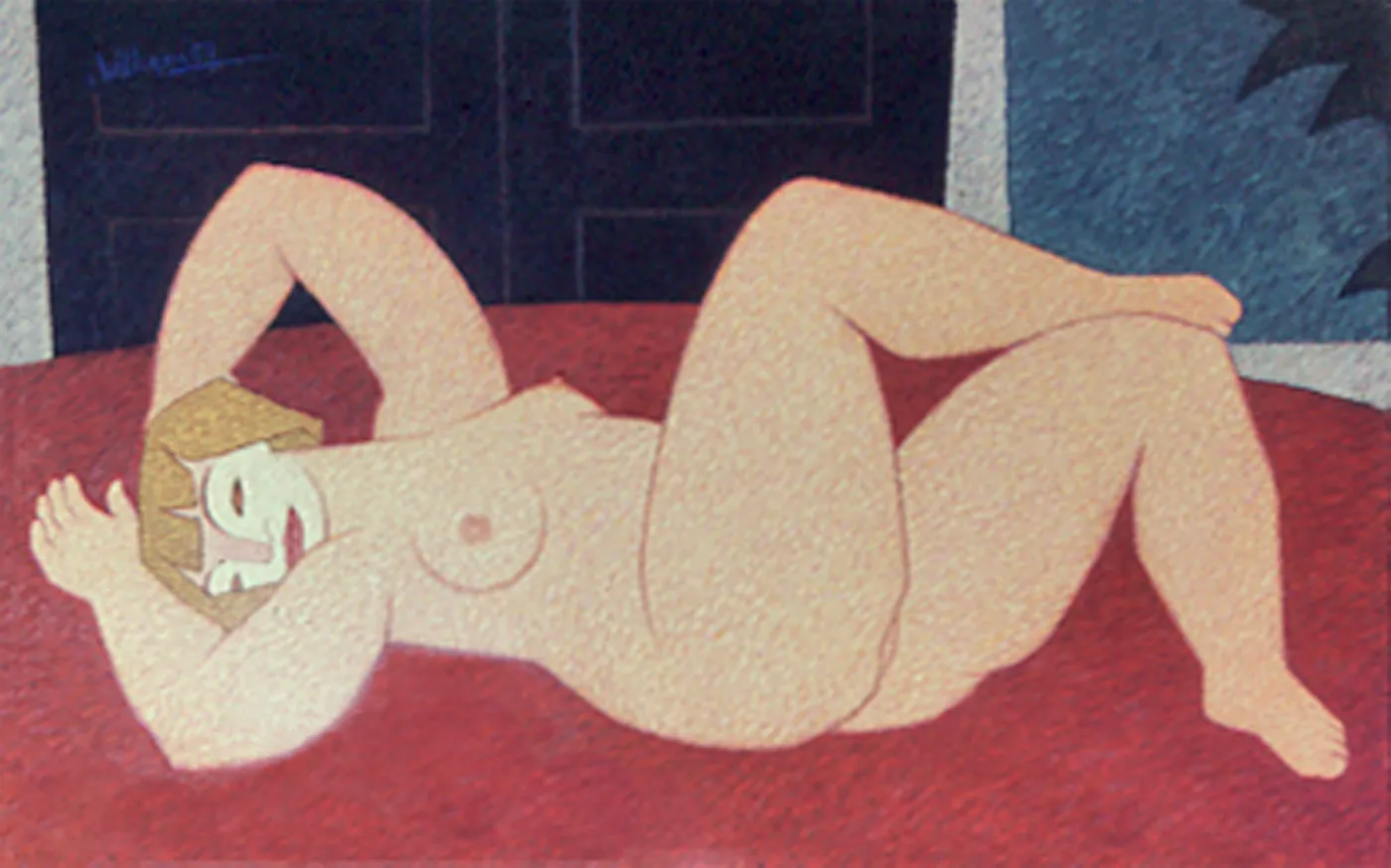 Femme nue couchée jambes croisées, 1957 – peinture de nu
